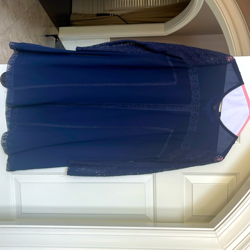 Navy Blue with lace sleeves